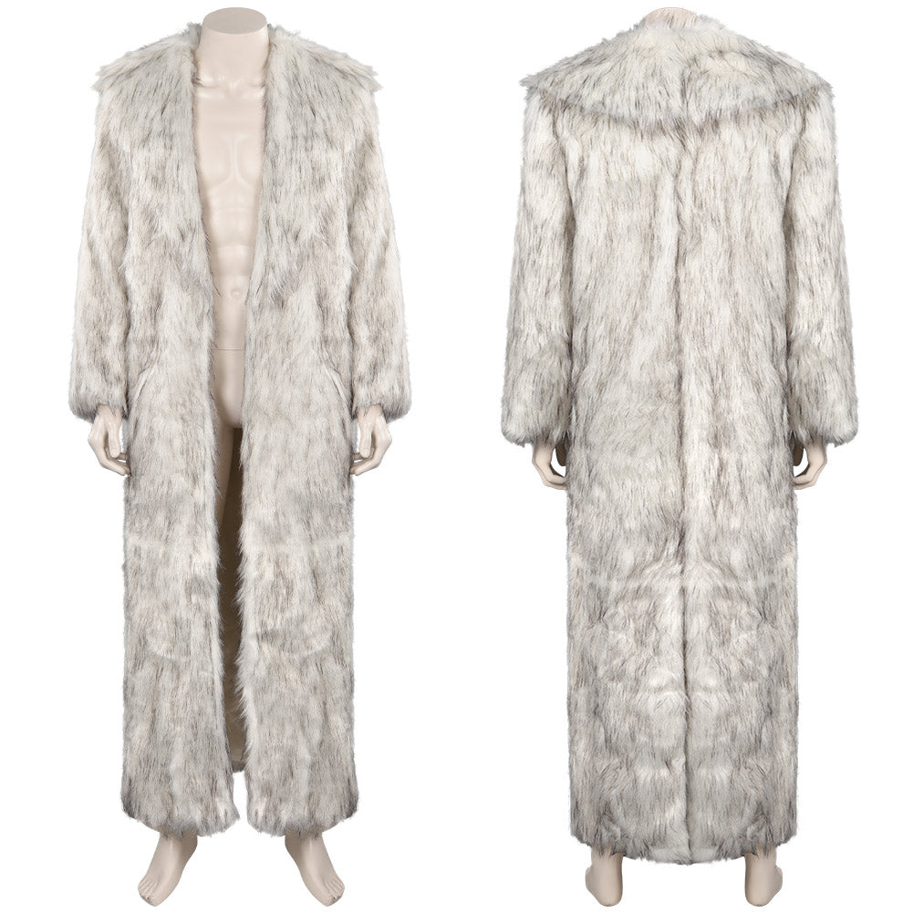 Doll Movie Ken White Long Woolly Coat Party Carnival Halloween Cosplay Costume
