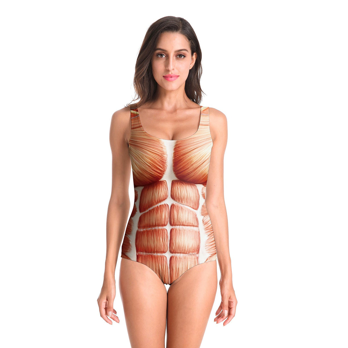 3D Muscle Skeleton Slim Stretch One-Piece Swimsuit