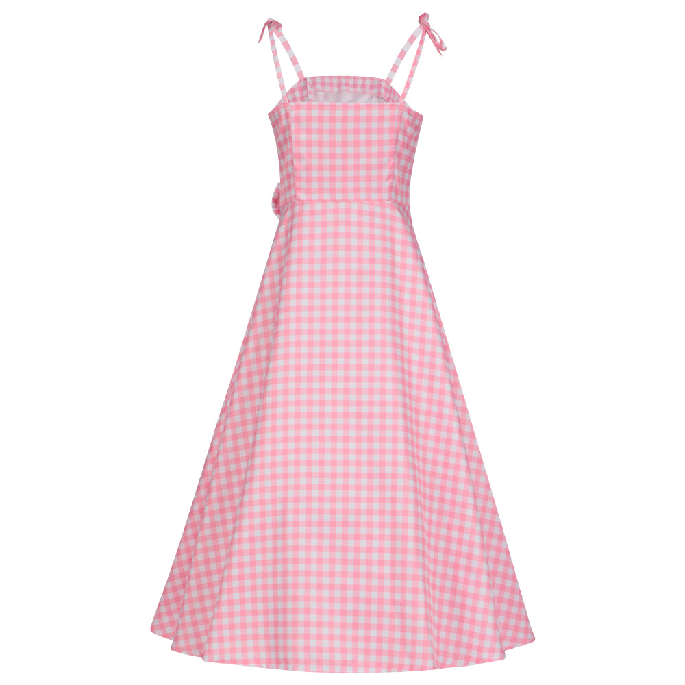 Barbie Pink Fine Plaid Skirt Cosplay Dress Halloween Costume