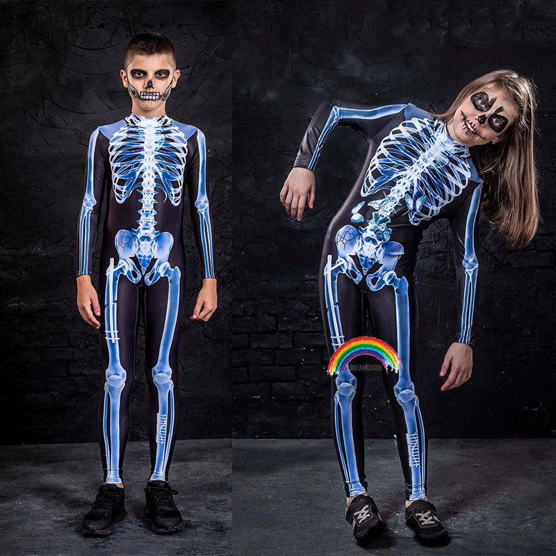 Halloween Party Skull Skeleton Costumes Kids Child Scary Monster Demon Devil Ghost Grim Reaper Costume for Boys Girls