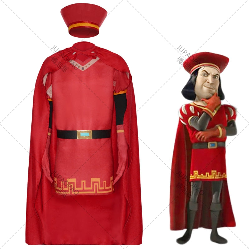 Lord Farquaad Cosplay Costume Adult Men Coat Pants Hat Uniform Medieval Outfit Halloween Carnival Costume