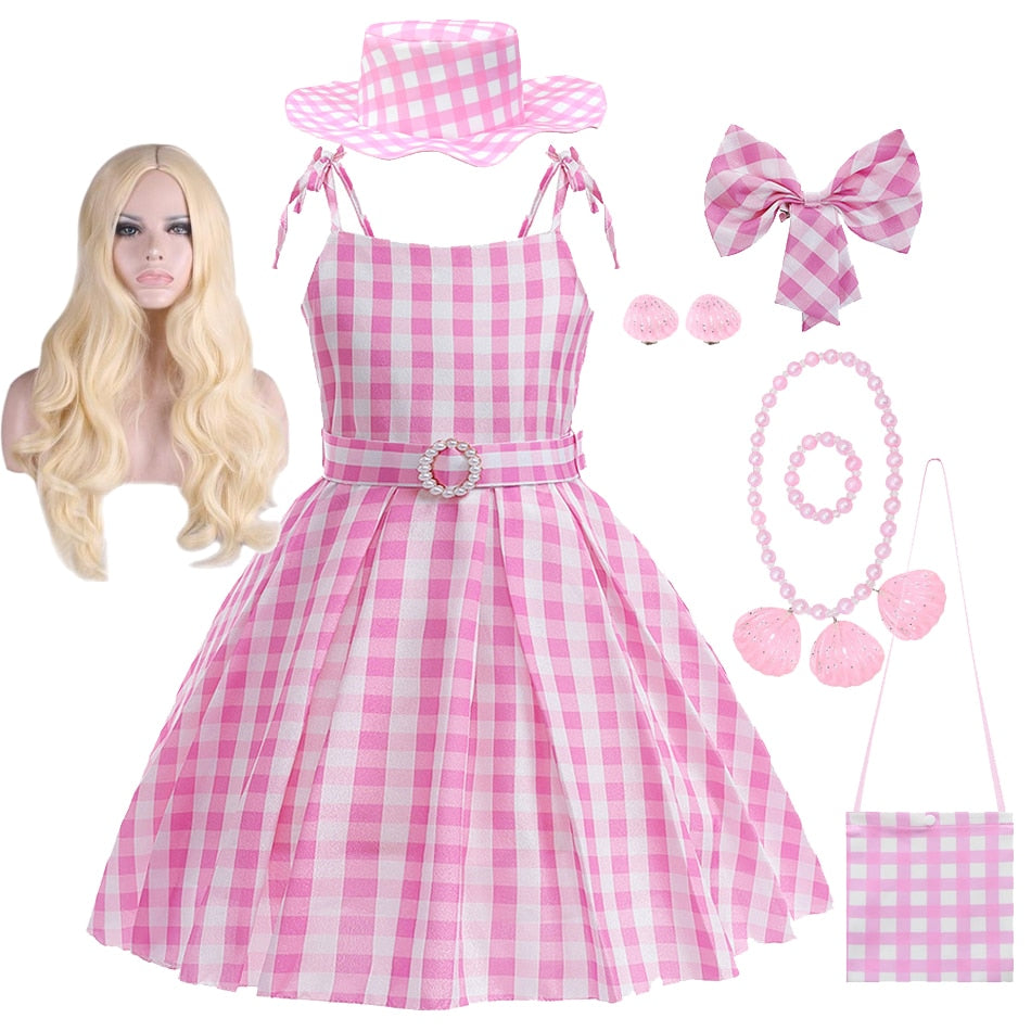 Movie Barbi Costume Cosplay Children Pink Halloween Carnival Kids Party Wear For 2-12 Years