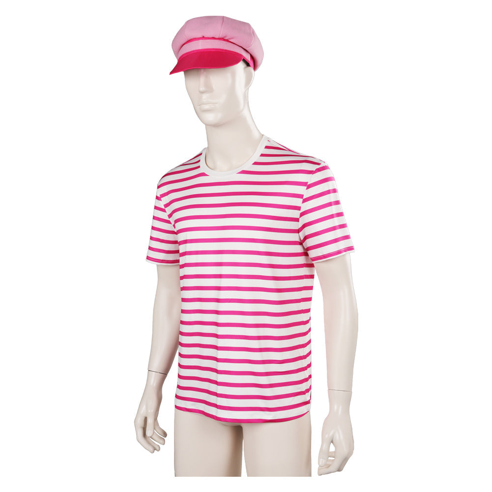 Barbie Movie Ken Men T-shirt Hat Outfits Halloween Carnival Cosplay Costume