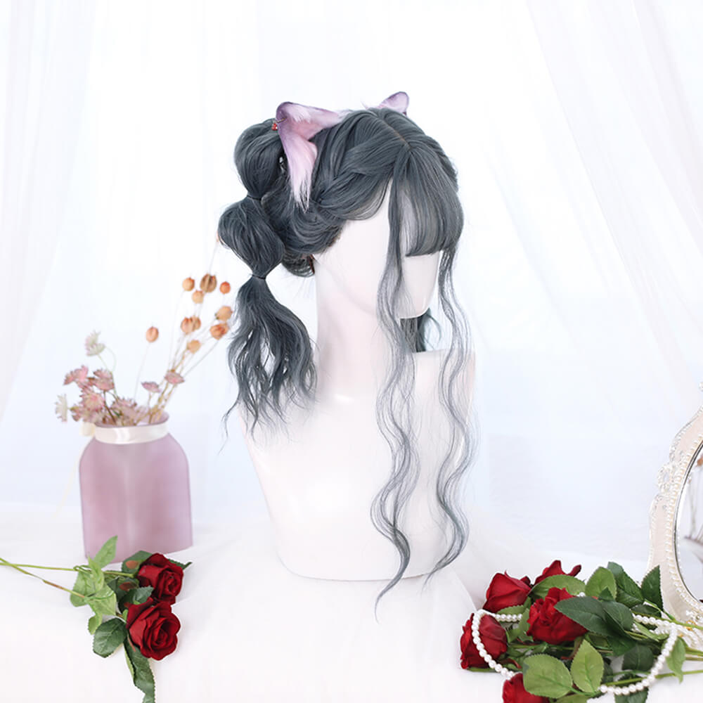 Prussian Blue with Side Ponytails Lolita Wig