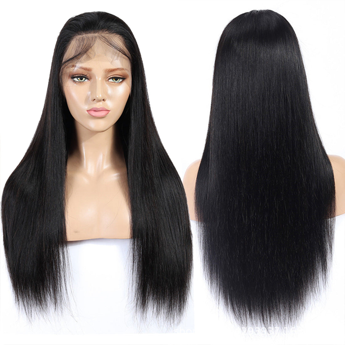 Long Black Straight Wig Real Human Hair for Women