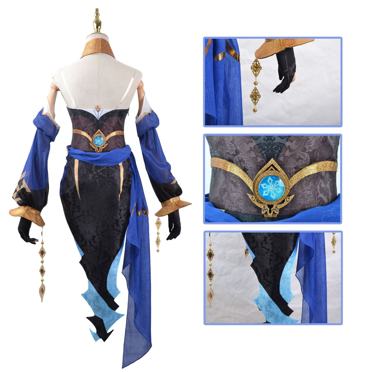 Game Genshin Impact Layla Blue Dress Cosplay Costume