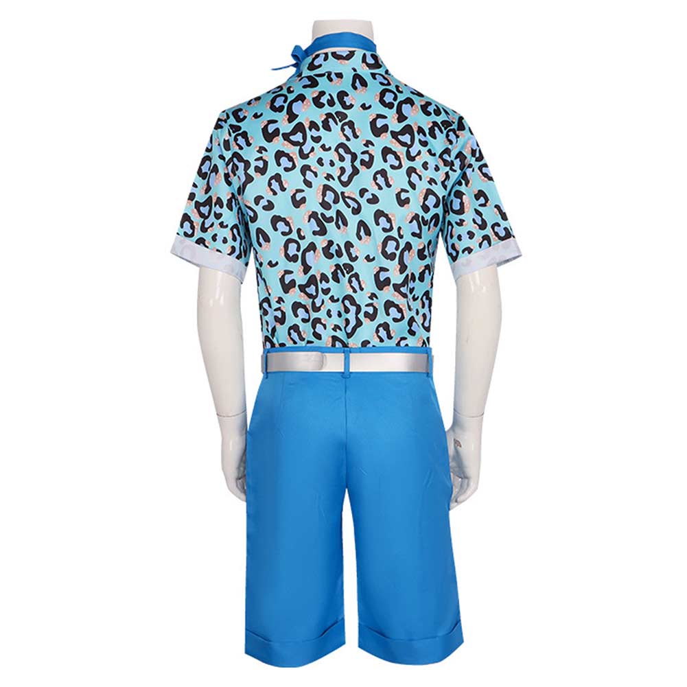 Doll Movie Ken Blue Leopard Printed Outsuits Party Carnival Halloween Cosplay Costume