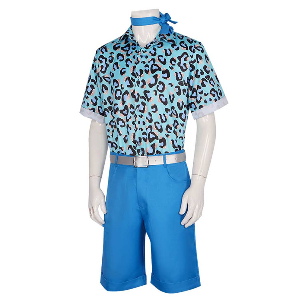 Doll Movie Ken Blue Leopard Printed Outsuits Party Carnival Halloween Cosplay Costume