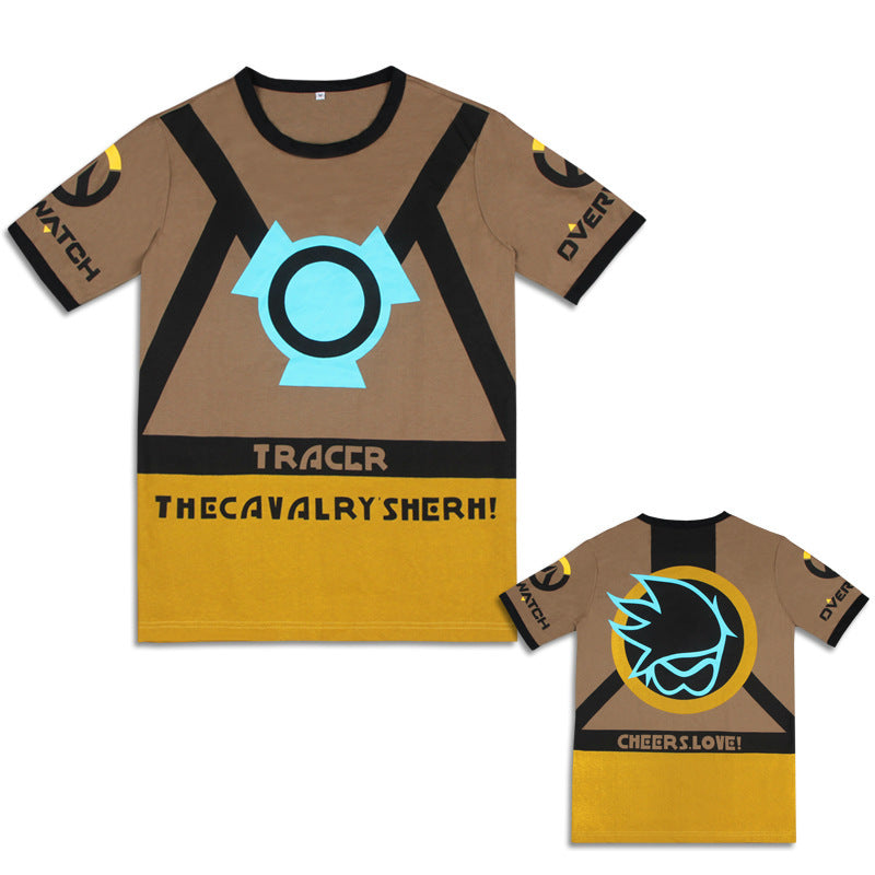 Game Overwatch Tracer Lena Oxton T-shirt Cosplay Costume