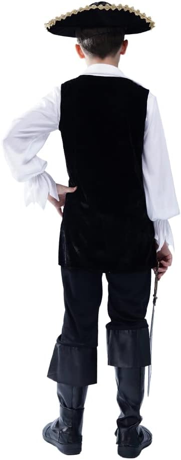 Boys Pirate Costume Kids Buccaneer Outfit Role Play Child Halloween Party Dress Up