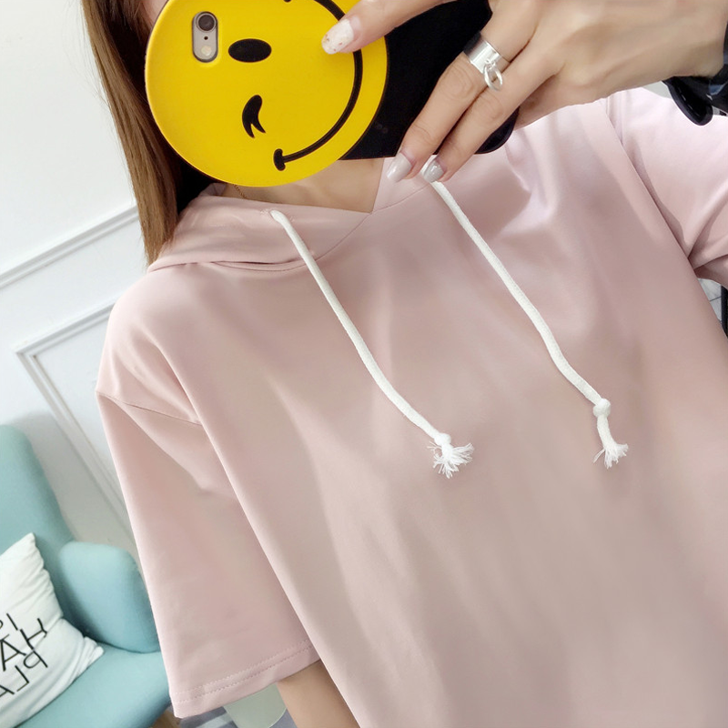 Kawaii Bunny Ears Short Sleeve Hooded T-shirt