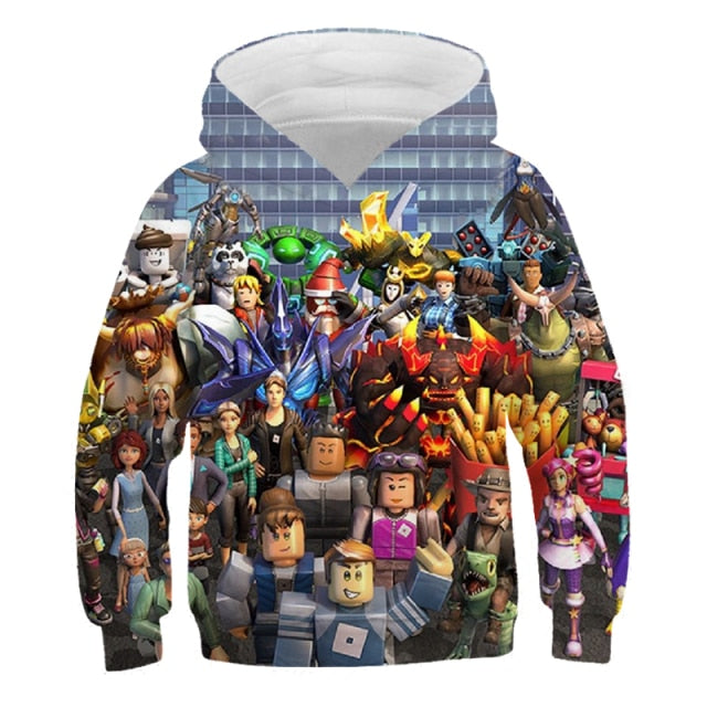 Kids Hoodie Cartoon Shooting Game Printing Children Hooded Roblox Casual Pullover Girls Boys Teen Sweatshirt