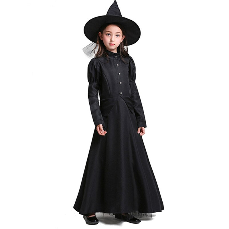 Girl Classic Witch Costume Medieval Gothic Sorceress Cosplay Party Dress Carnival Halloween