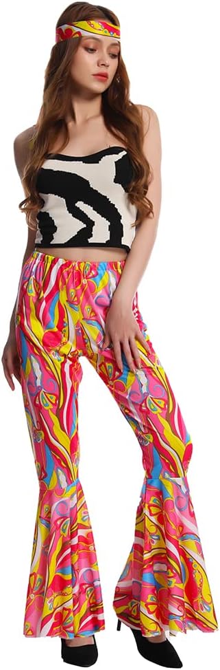 Costume disco des années 1970 pour femme, tenue de fête vintage, cosplay d'Halloween