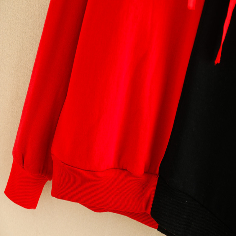 Japanese Cartoon Color Block Brushed Hoodie