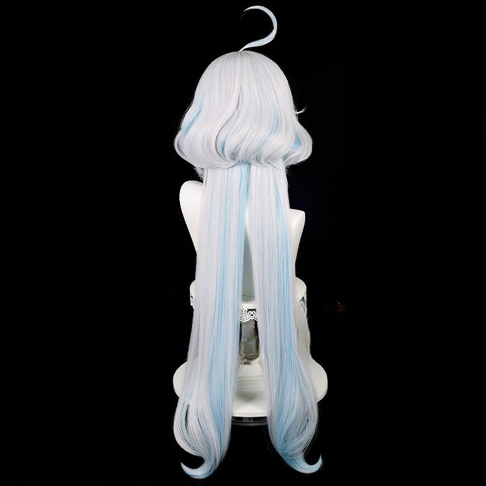 Game Genshin Impact Focalors White and Blue Long Cosplay Wig