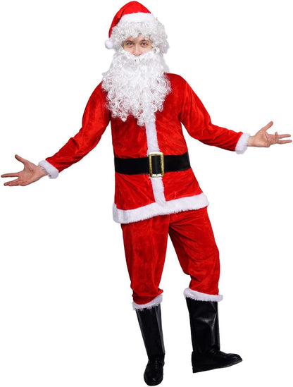 Costume de Père Noël en velours pour homme, idéal pour le cosplay et les fêtes