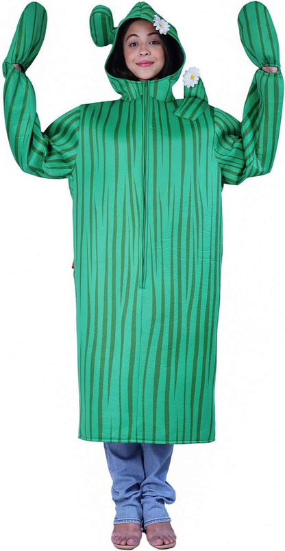 Unisex Adult Cactus Costume Green Plant Jumpsuit Halloween Cosplay Outfit