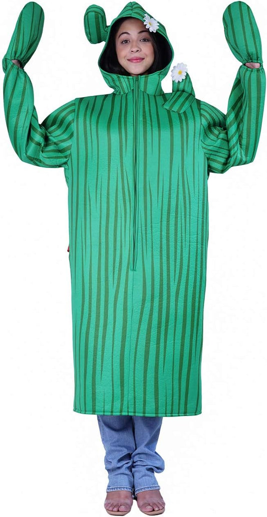 Unisex Adult Cactus Costume Green Plant Jumpsuit Halloween Cosplay Outfit