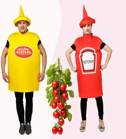 Déguisement unisexe léger pour adulte, bouteille de ketchup et de moutarde, pour Halloween et cosplay