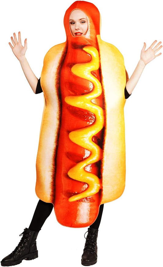 Unisex Adult Hot Dog Costume Jumpsuit for Halloween and Cosplay