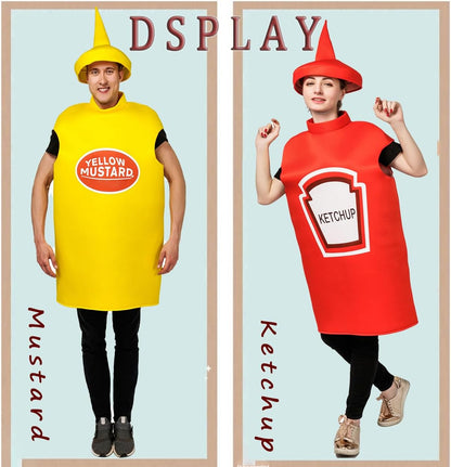 Déguisement unisexe léger pour adulte, bouteille de ketchup et de moutarde, pour Halloween et cosplay
