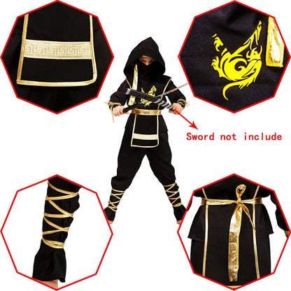 Boys Golden Dragon Ninja Cosplay Halloween Costume