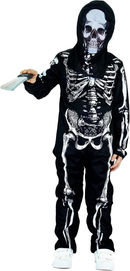 Halloween Kids Skeleton Ghost Costume for Boys and Girls (10-12 Years)