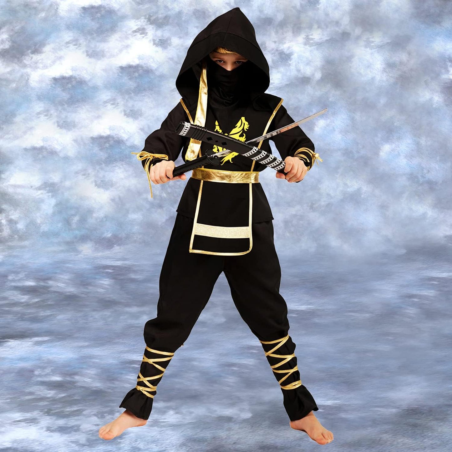 Boys Golden Dragon Ninja Cosplay Halloween Costume