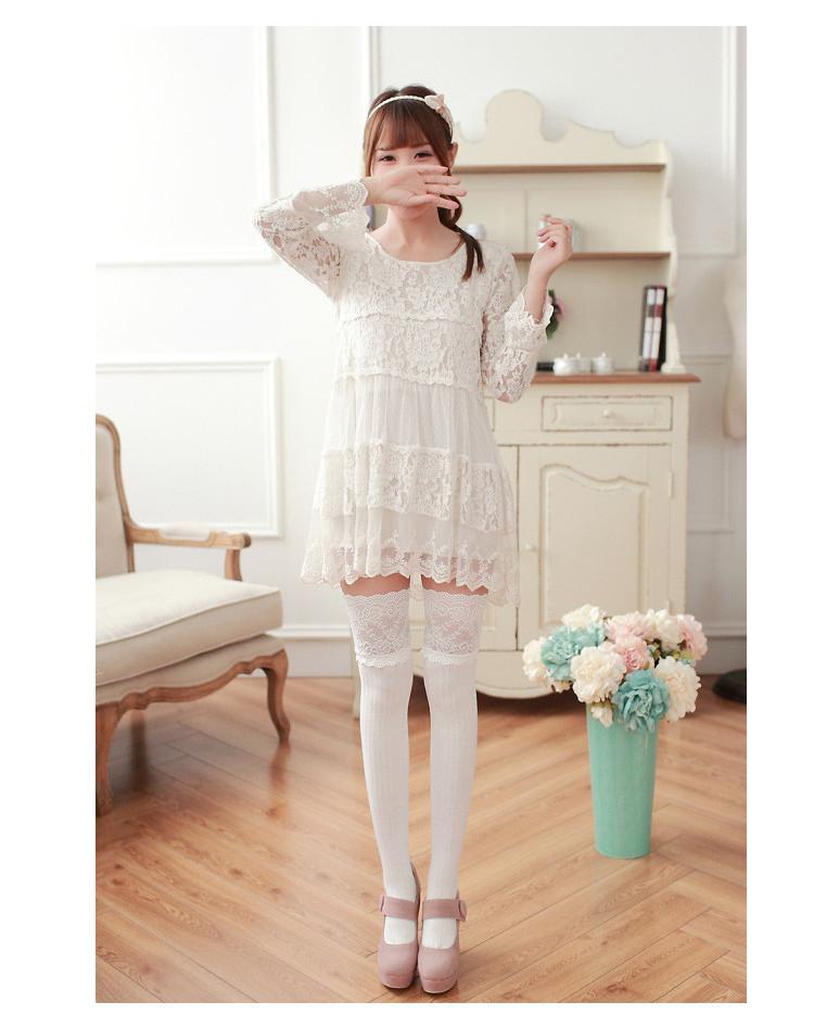 Lolita Ruffled Lace Thigh-High Socks