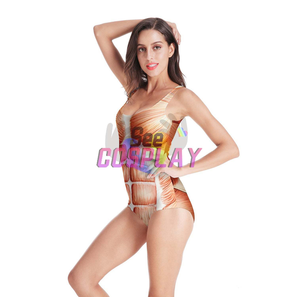 3D Muscle Skeleton Slim Stretch One-Piece Swimsuit