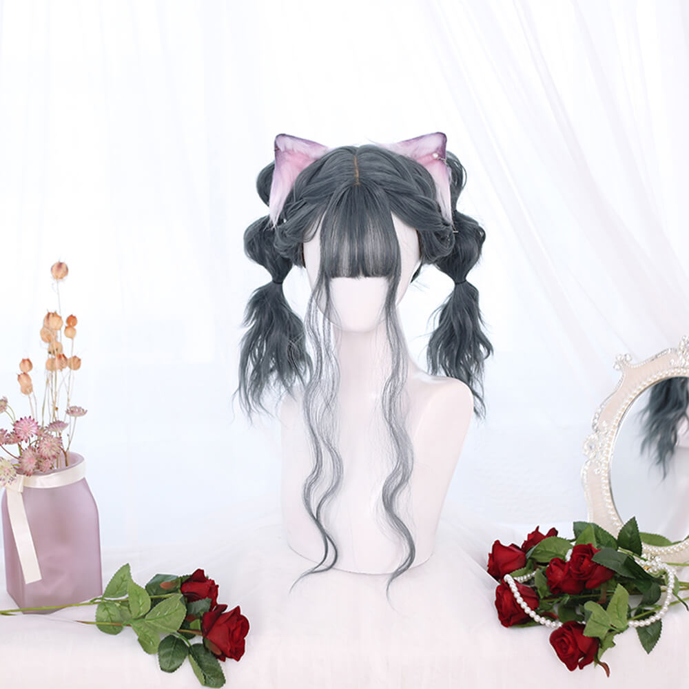 Prussian Blue with Side Ponytails Lolita Wig