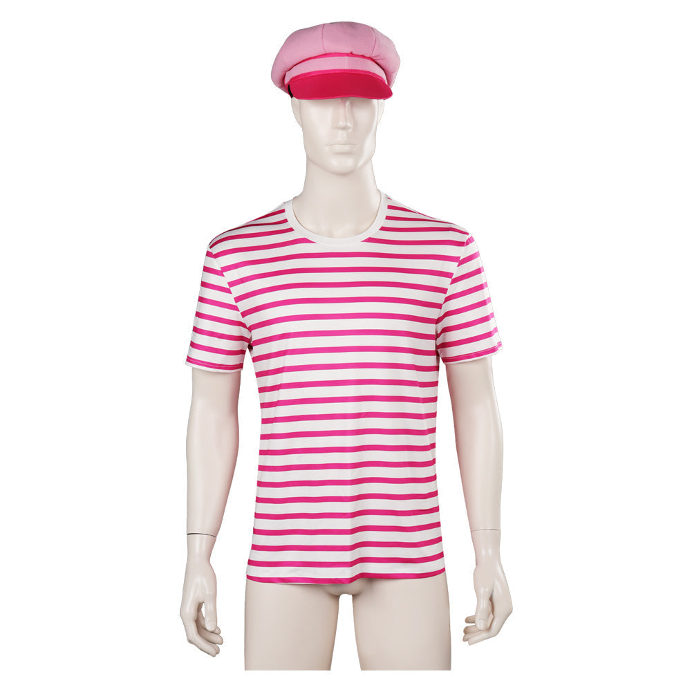 Barbie Movie Ken Men T-shirt Hat Outfits Halloween Carnival Cosplay Costume