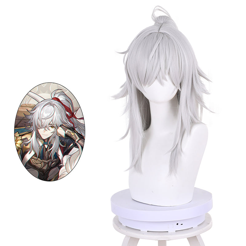 Game Honkai Star Rail Jing Yuan Silver White Long Cosplay Wig 544E