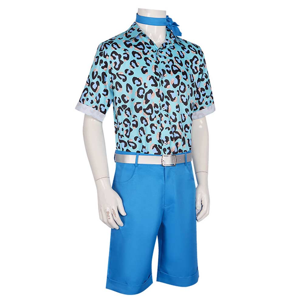 Doll Movie Ken Blue Leopard Printed Outsuits Party Carnival Halloween Cosplay Costume