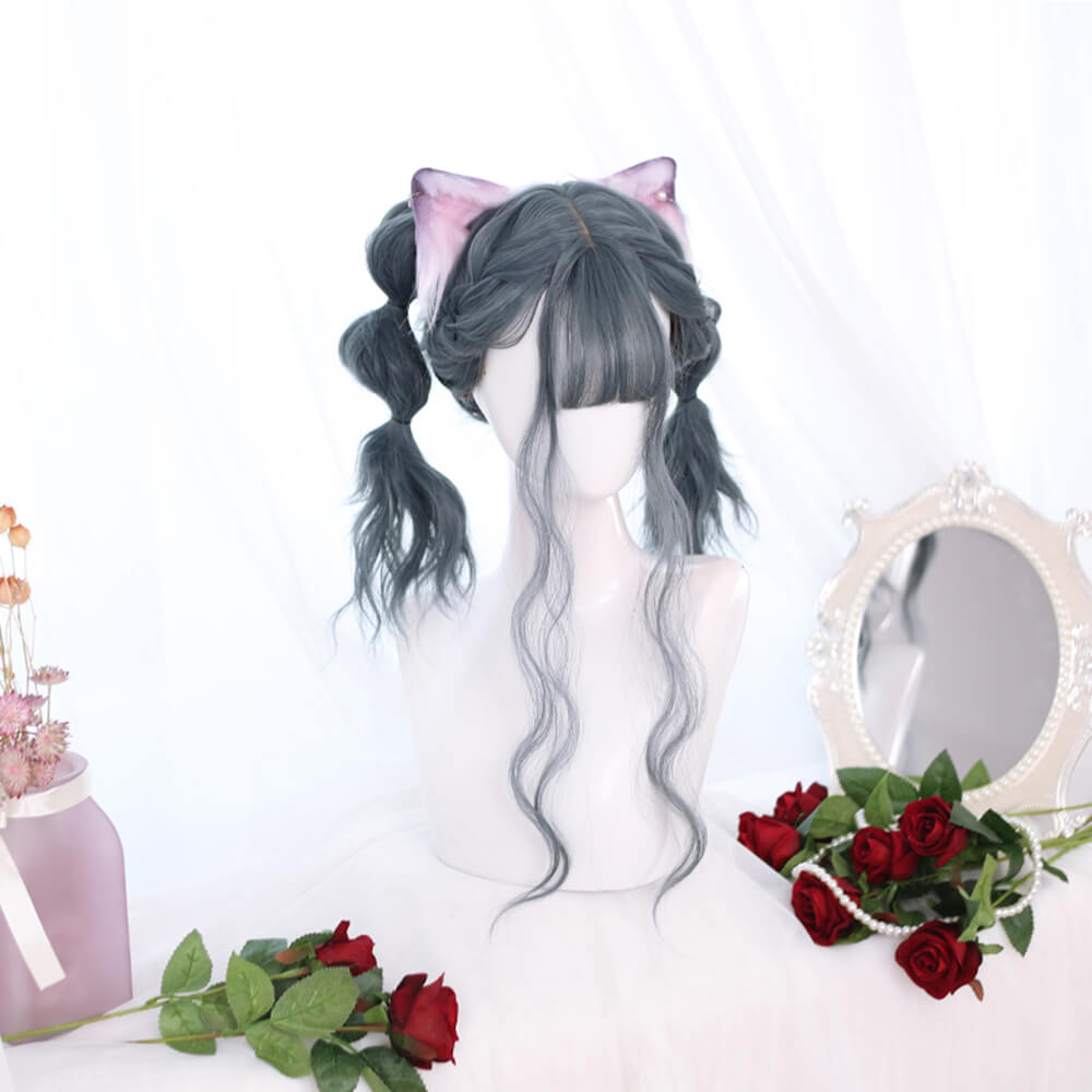 Prussian Blue with Side Ponytails Lolita Wig