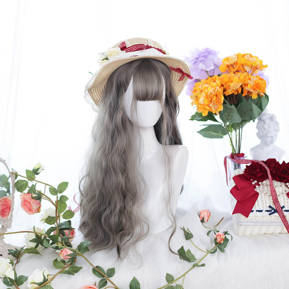 Platinum Gray Long Small Curls Lolita Wig