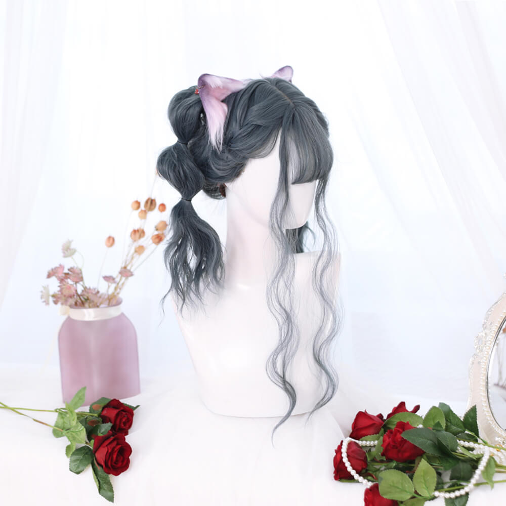 Prussian Blue with Side Ponytails Lolita Wig