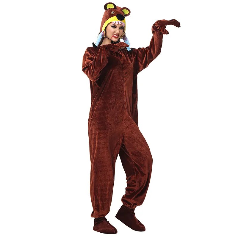 Adult Unisex Halloween Costumes for Women Carnival Jumpsuit Animal Kids Cannibal Bear Cosplay Costume