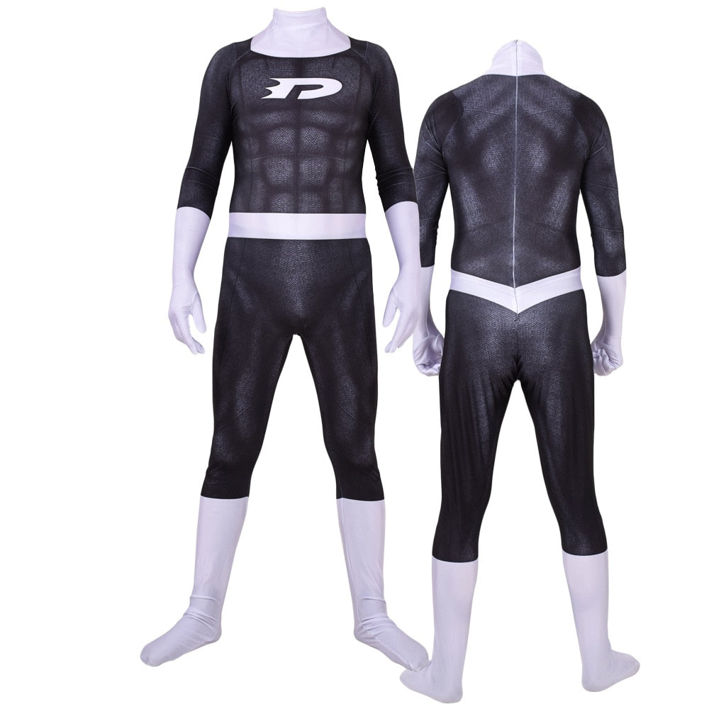 Adults Kids Danny Phantom Cosplay Costume Printed Superhero Halloween Bodysuit Zentai Suits