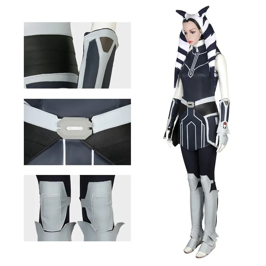 Ahsoka Tano Cosplay Star Costume Women Dress Outfits Halloween Carnival Outfits Party Suit