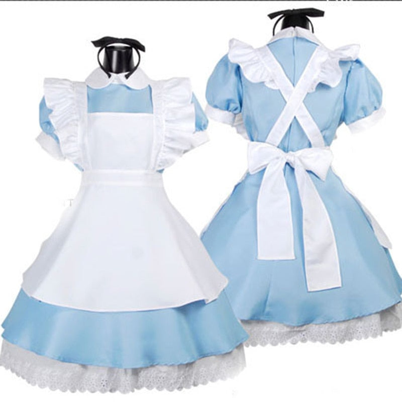 Alice In Wonderland Cosplay Costume Lolita Dress Maid Apron Fantasia Carnival Halloween Costumes for Women Masquerade Party