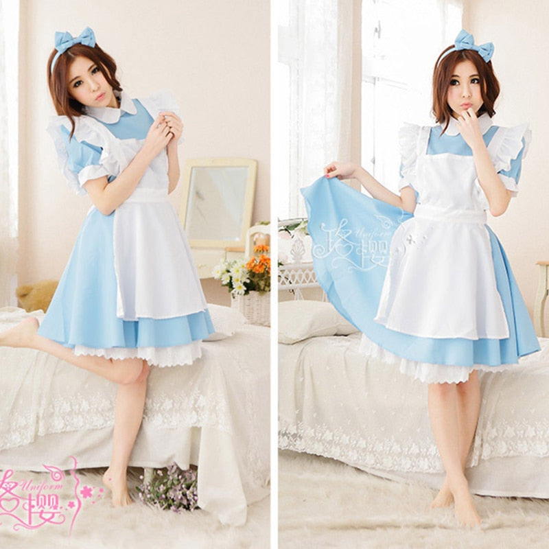 Alice In Wonderland Cosplay Costume Lolita Dress Maid Apron Fantasia Carnival Halloween Costumes for Women Masquerade Party