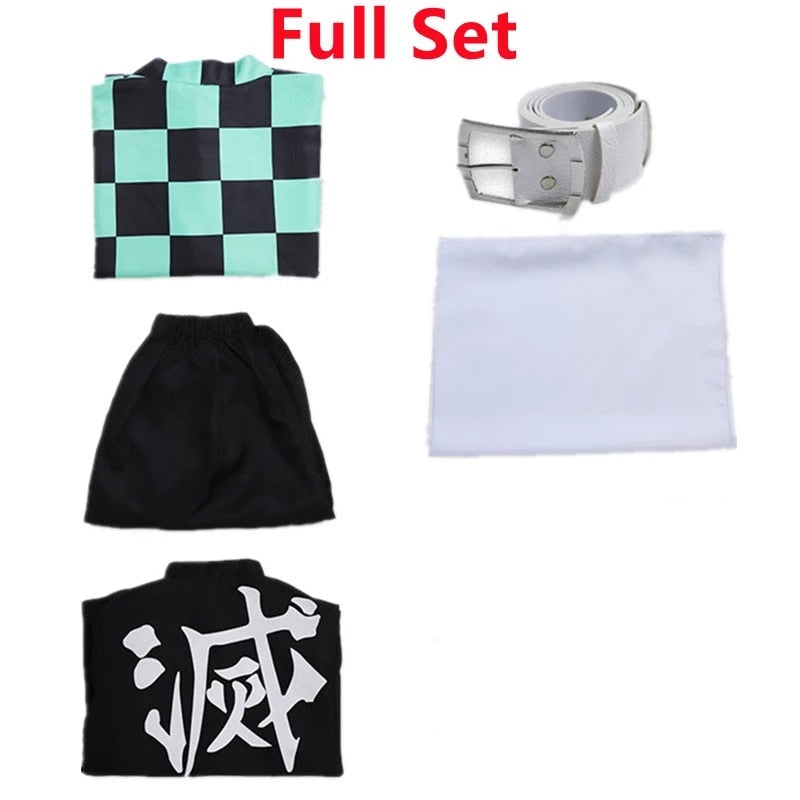Anime Demon Slayer Cosplay Costume Tanjirou Kamado Kimetsu no Yaiba Men Kimono Uniform Disfraz Halloween Party Demonias Clothes