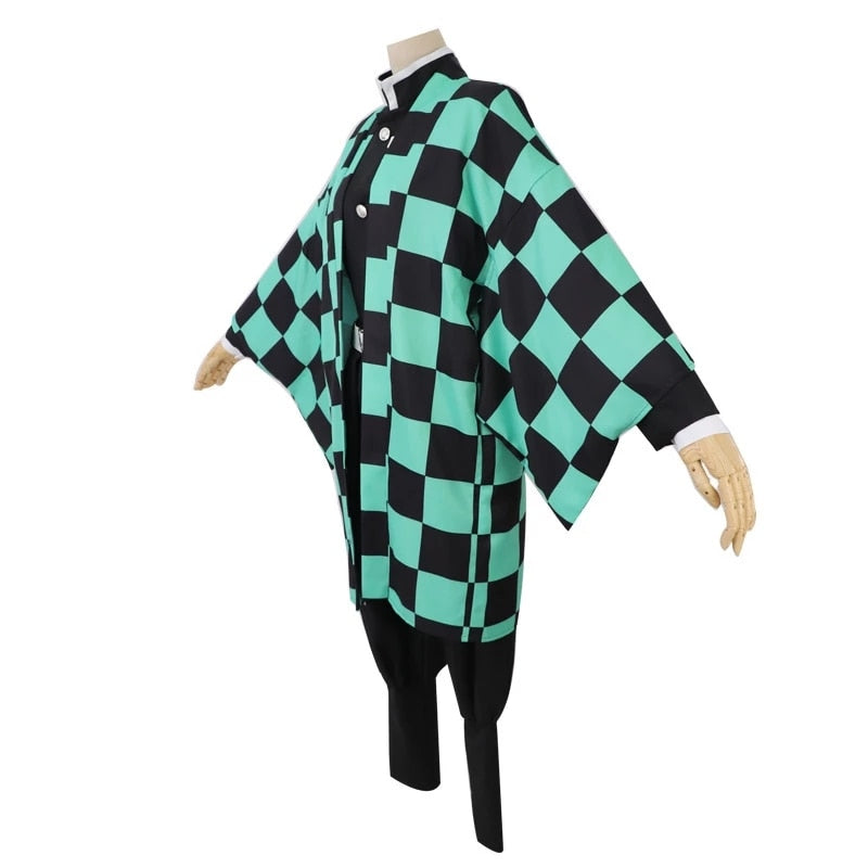 Anime Demon Slayer Cosplay Costume Tanjirou Kamado Kimetsu no Yaiba Men Kimono Uniform Disfraz Halloween Party Demonias Clothes