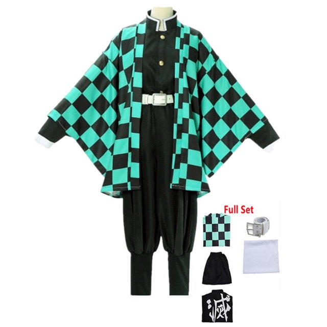 Anime Demon Slayer Cosplay Costume Tanjirou Kamado Kimetsu no Yaiba Men Kimono Uniform Disfraz Halloween Party Demonias Clothes