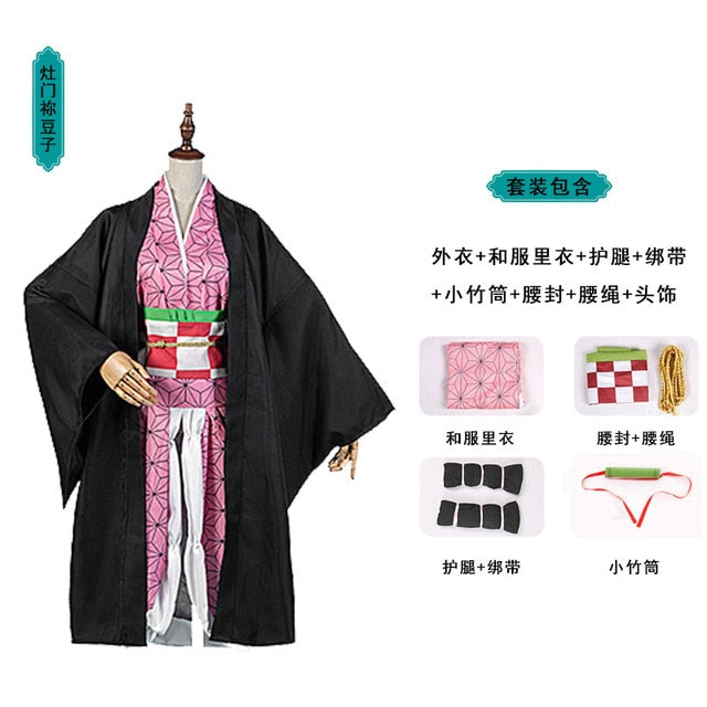 Anime Demon Slayer: Kimetsu No Yaiba Tanjirou Kamado Nezuko Cosplay Women and Men Kimono Kids Cosplay Costume Sets