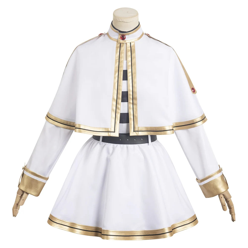 Anime Frieren Beyond Journey‘s End Frieren Cosplay Costume Women White Cape Dress Belt Outfits Halloween Carnival Party Suit