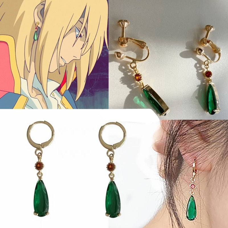 Anime Howl&#39;s Moving Castle Cosplay Hayao Miyazaki Sophie Howl Earrings Ear Clips Stud Women Men Unisex Jewelry Accessories Props