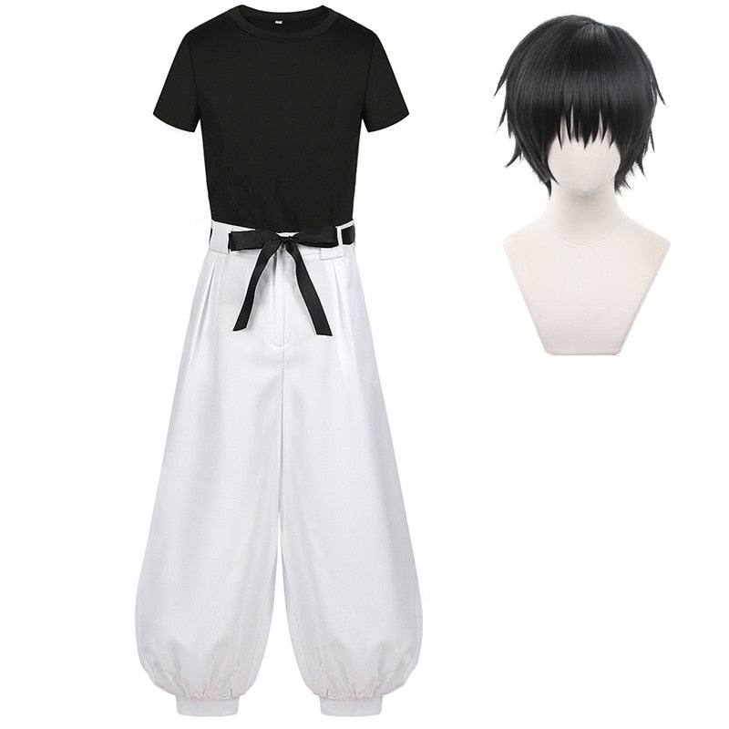 Anime Jujutsu Kaisen Fushiguro Toji Cosplay Costume Adult Unisex Short Sleeve Top Pants Suit Halloween Uniform Party